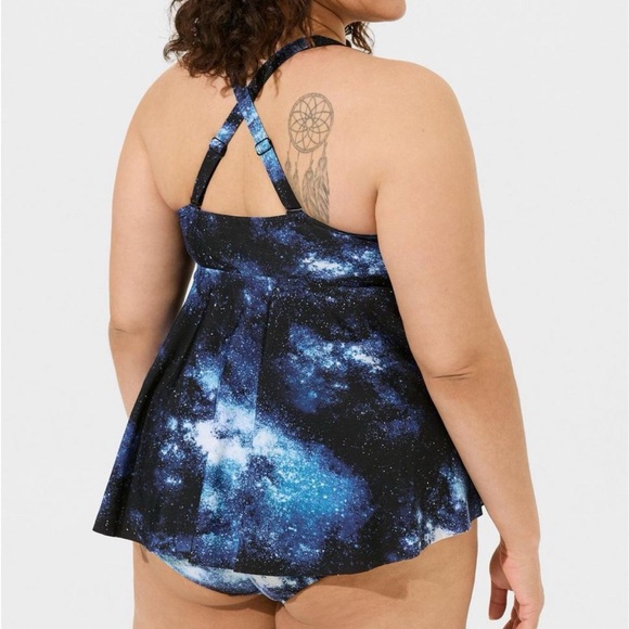 Torrid Bright Galaxy Wireless Babydoll Tankini Top & Bottoms Swimsuit SET 1X 2X - Picture 8 of 16